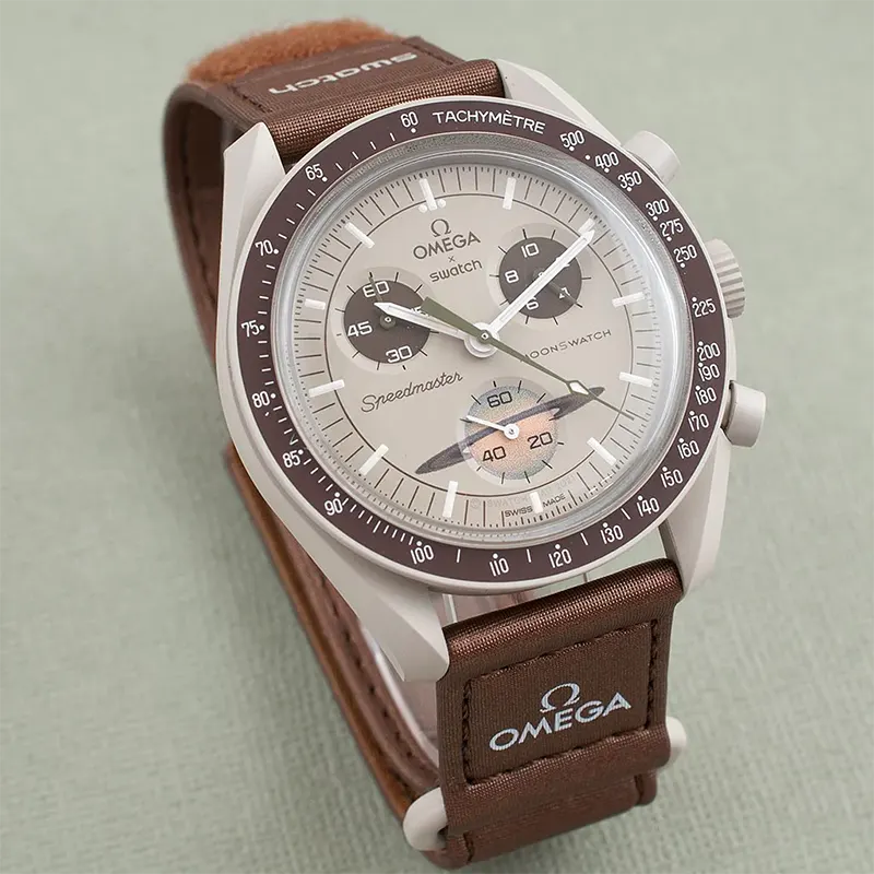 Omega x Swatch “Mission to Saturn” Beige Dial Men's Watch- S033T100